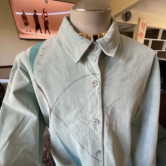 Vintage Suede Artsy Coat XL Genuine Leather Boho Y2K 90s Jacket Long - Picture 4 of 16